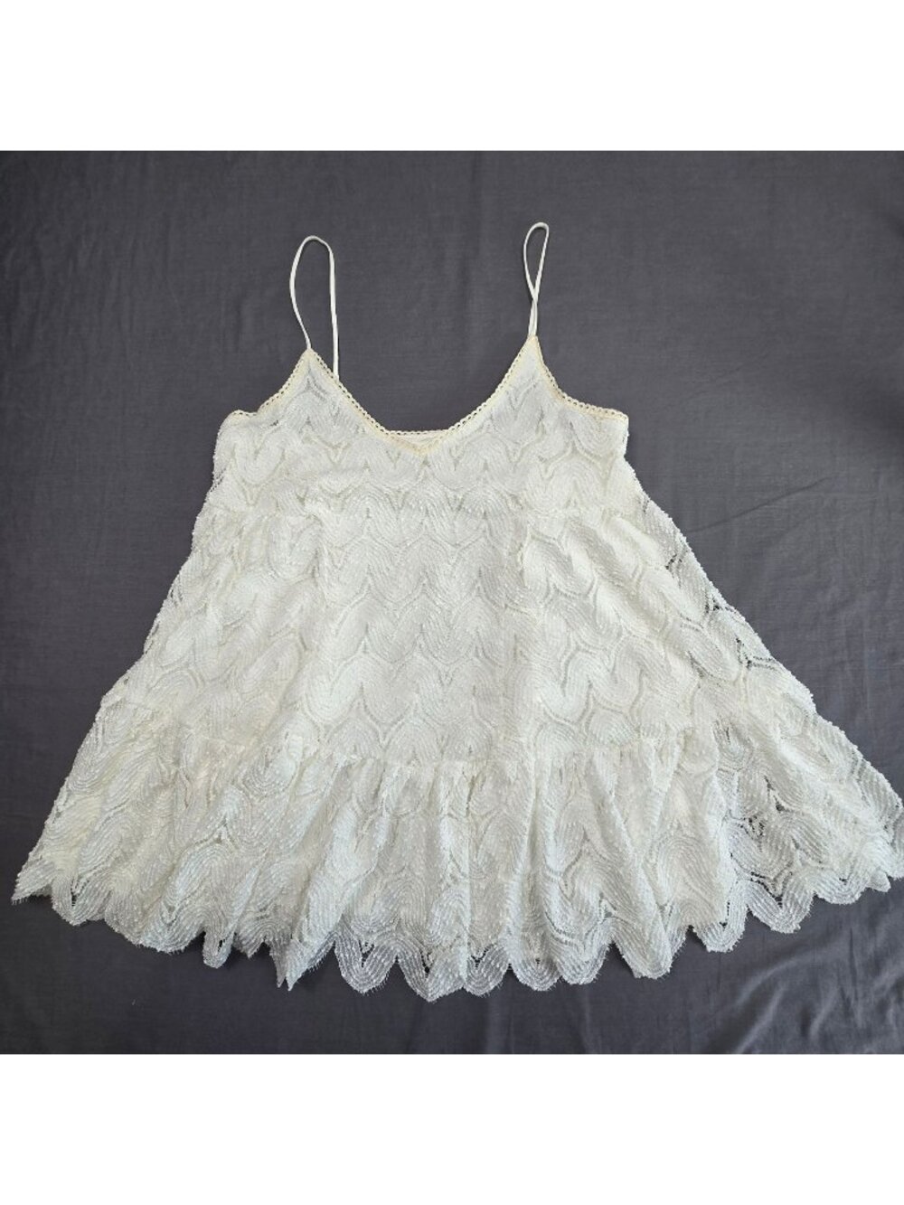 Mustard Seed M Mini Dress Lace Cami Top White Layered Lace Boho Western